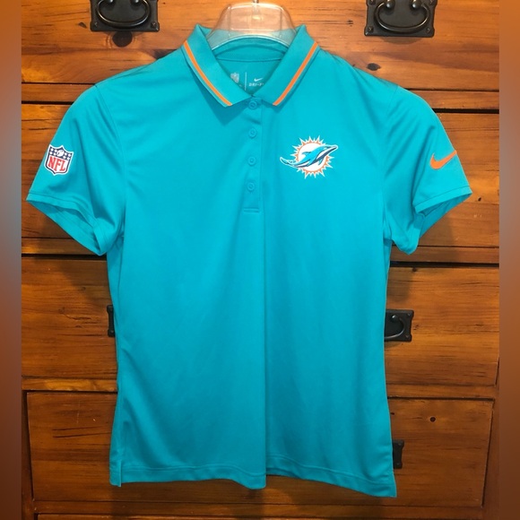 Miami Dolphins Nike NFL “On Field” Polo Shirt Team Issued Teal Women’s Size M - Picture 1 of 9